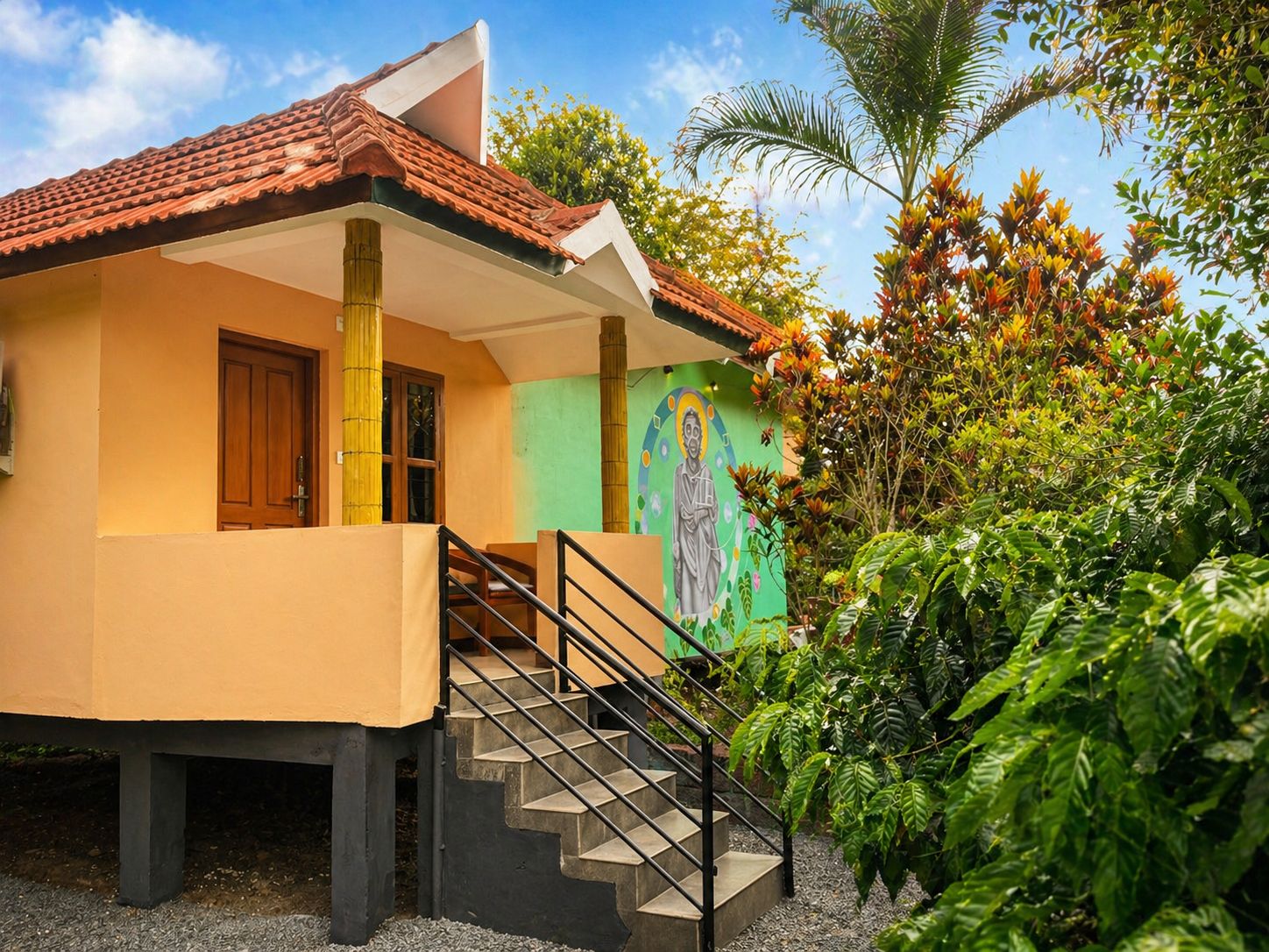 Home 3 Classic Cottage exterior at Wayanad Lakeshore Resort surrounded by coffee plantation